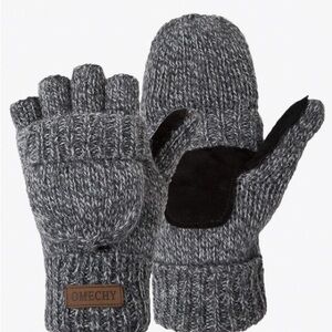 OMECHY Winter Knitted Fingerless Wool Gloves Thermal Insulation Mittens ~ Unisex
